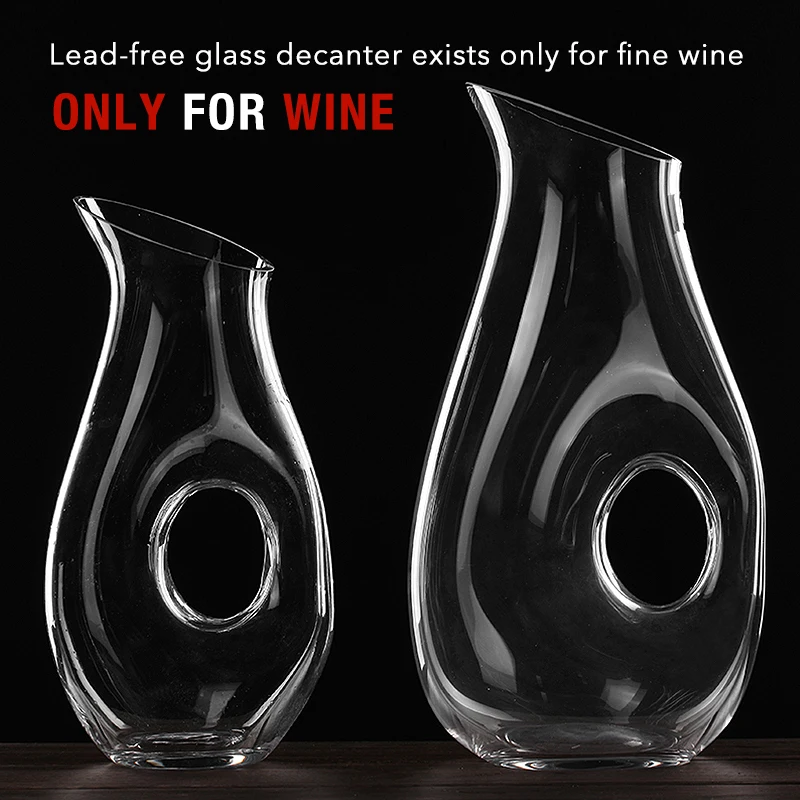 Hollow Circle Wine Decanter - Decant with Elegance lead-Free Crystal Clear Glass Red Wine Decanter Juice Container Wine Decanter