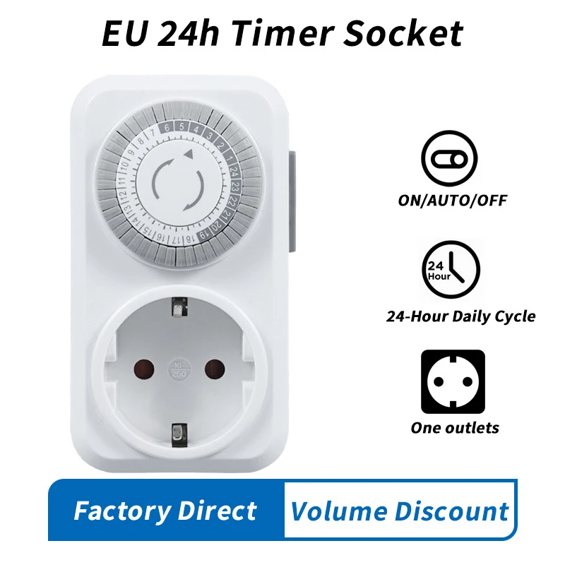

ABILKEEN 24H механический таймер 16A высокая мощность вилка ЕС США/Великобритании программируемая розетка с автоматическим включением/выключением защита от перегрузки
