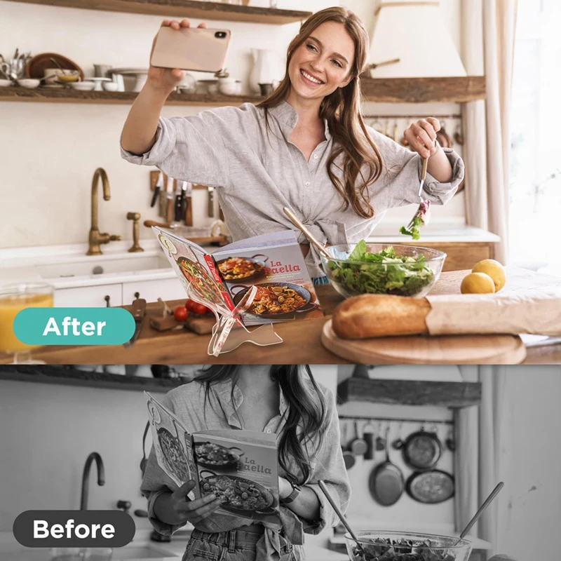 حامل كتاب طبخ أكريليك متعدد الوظائف ، حامل كتاب للطهي ، حامل عرض لطاولة المطبخ