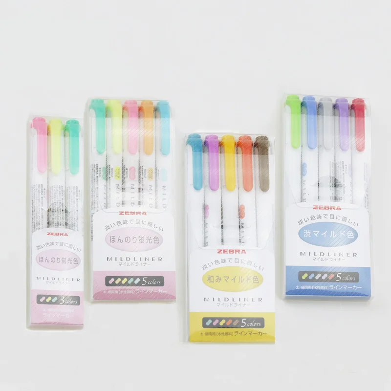 JIANWU 3pcs or 5pcs/set  Japanese stationery  zebra Mild liner double headed fluorescent pen  hook pen color Mark pen cute