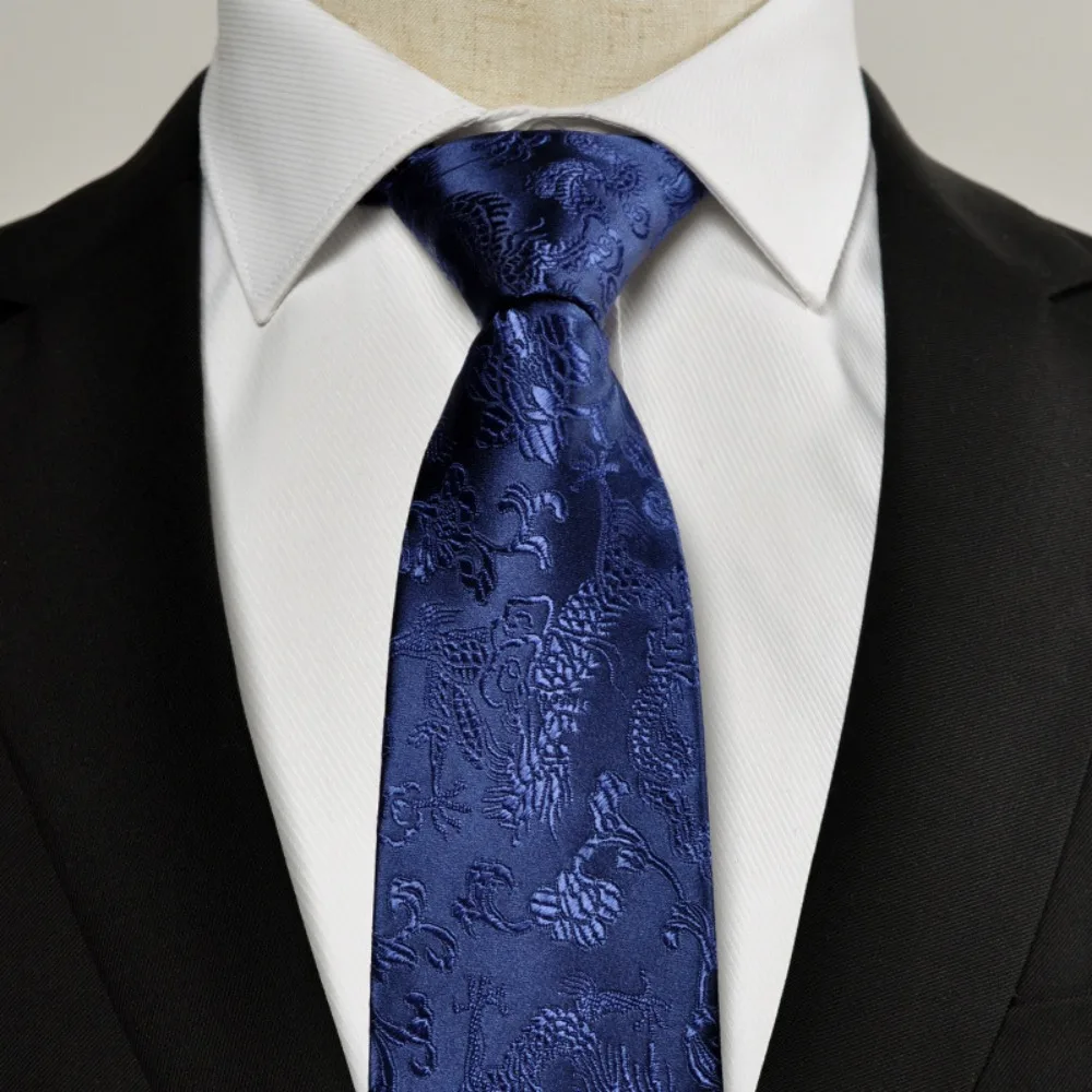 Cravate en soie jacquard réglable à motif dragon chinois, style décontracté, nouée à la main, douce, pour homme, idéale pour les garçons d'honneur