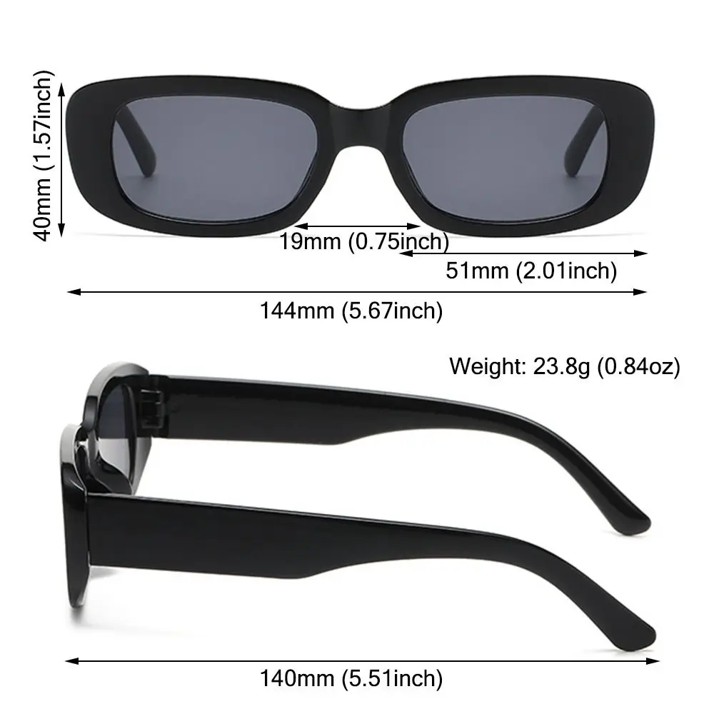 Lunettes de soleil Y2K à monture carrée étroite, couleur bonbon, Protection UV400, nuances noires, rectangulaires, pour femmes et hommes