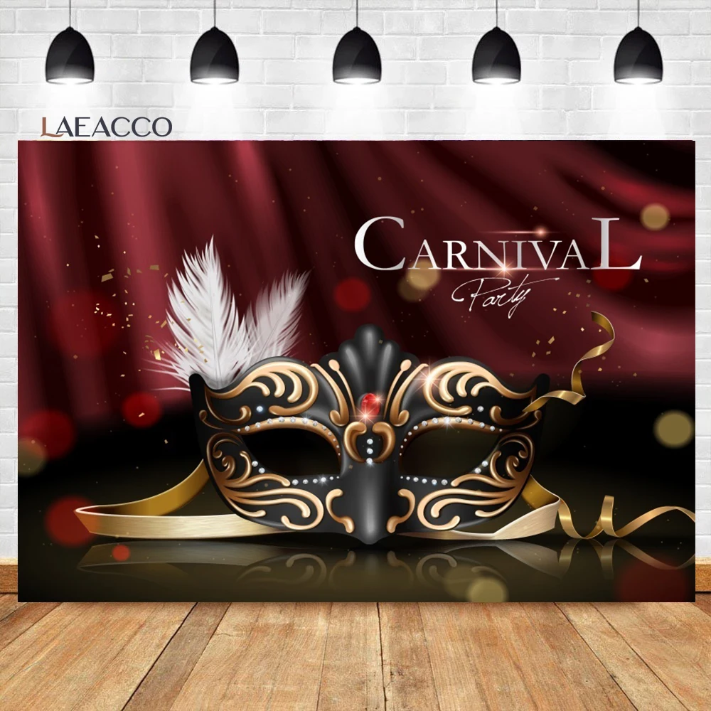 Laeacco Giả Tưởng Đèn Bokeh Mặt Nạ Ruy Băng Carnival Đảng Decro Chân Dung Chụp Ảnh Phông Nền Chụp Ảnh Nền Photozone