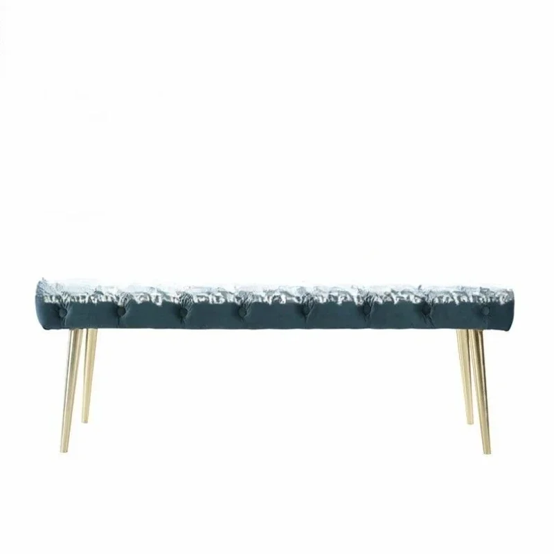 

Nordic modern bedroom fabric buckle soft bag bedside furniture stool living room foyer stainless steel shoe changing stool