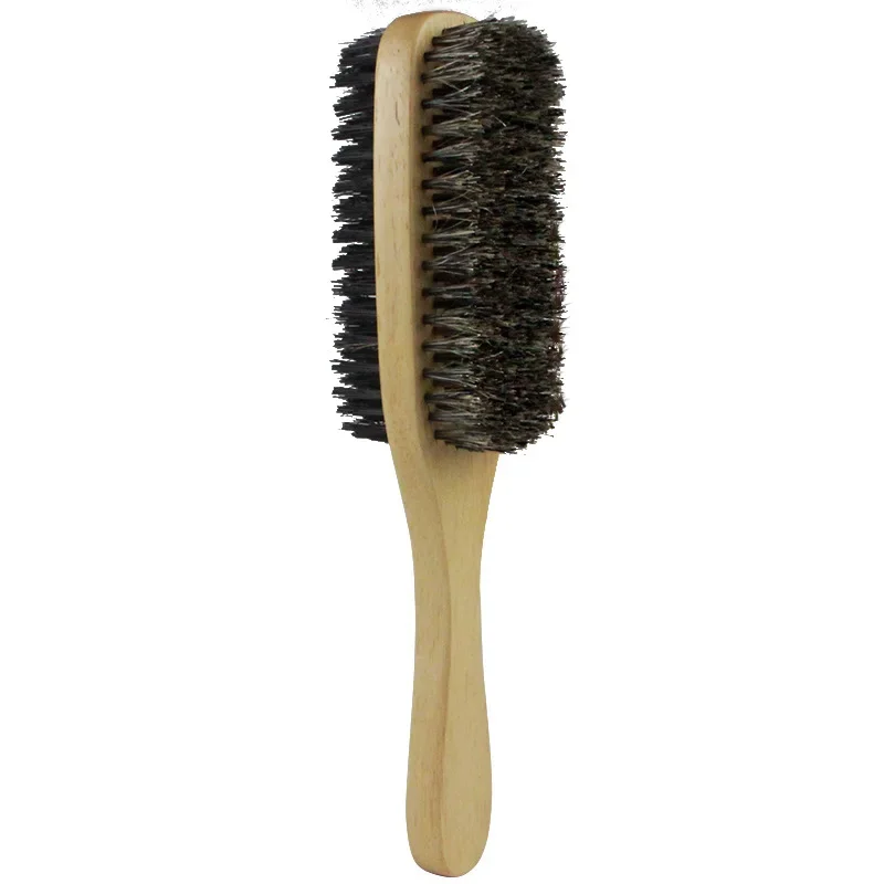 Men Boar Bristle Hair Brush  Natural Wooden Wave Brush for Male, Styling Beard Hairbrush for Short,Long,Thick,Curly,Wavy Hair