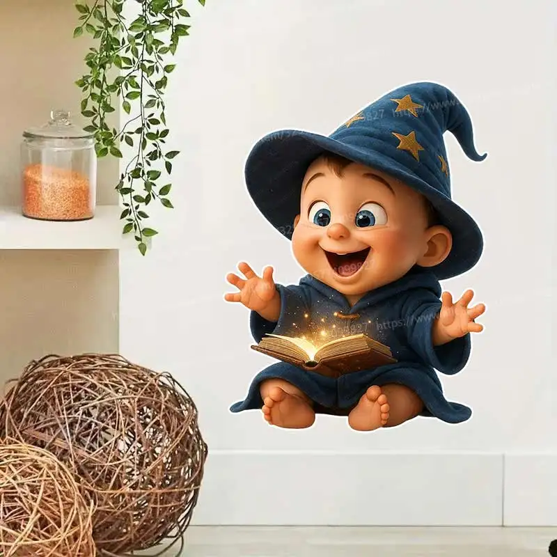 Cute Wizard Kids Wall Sticker Living Room Sofa Background Decoration Wallpaper For Home Decor Kids room Art Decals Sticker M1453