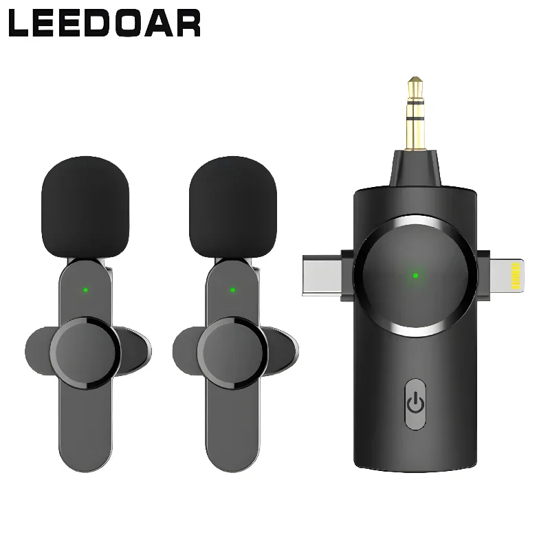 Plug-play 3 In 1 microfono Lavalier Wireless professionale microfono Wireless con risvolto portatile per Jack Lightning di tipo c da 3.5mm