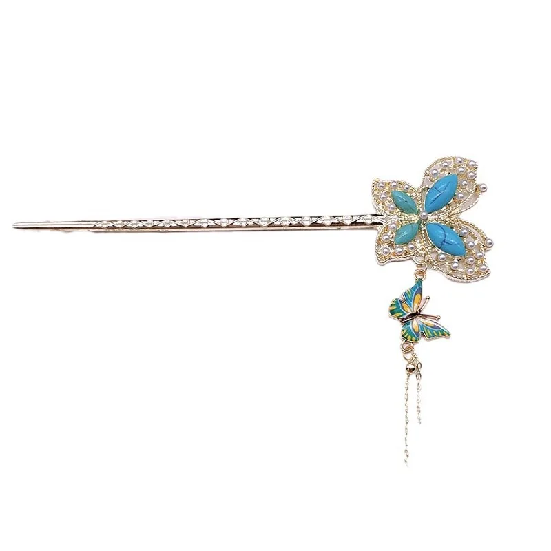 Pearl butterfly tassel hairpin, ancient-style walking hairpin, new hairpin, retro headwear and hair accessory