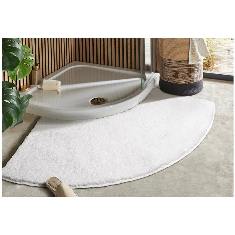 

Household Special Shaped Shower Mat Semi-Circular Non-Slip Bath Mat Solid Color Fan Shaped Toilet Floor Rug