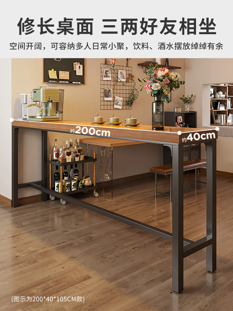 Bar Counter Home Balcony Leisure Small Bar Long Narrow Table against the Wall