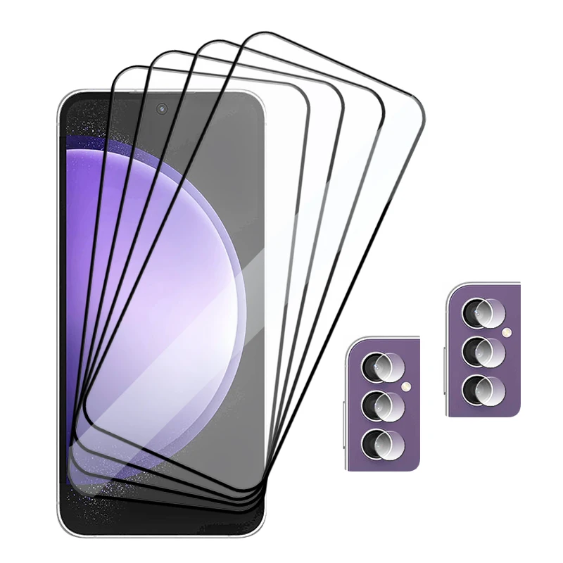 Nouvelle mise à niveau couverture complète pour Samsung galaxy S23FE protecteur d'écran en verre 9H film clairement avant + film de lentille en fibre souple