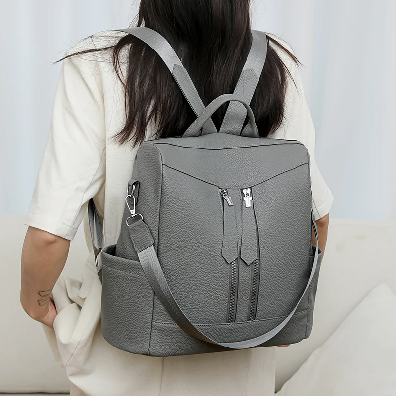 PU leather Backpack Women Vintage Genuine Leather School Bag England College Style Designer Luxury Shoulder Bag Ladies Handbags