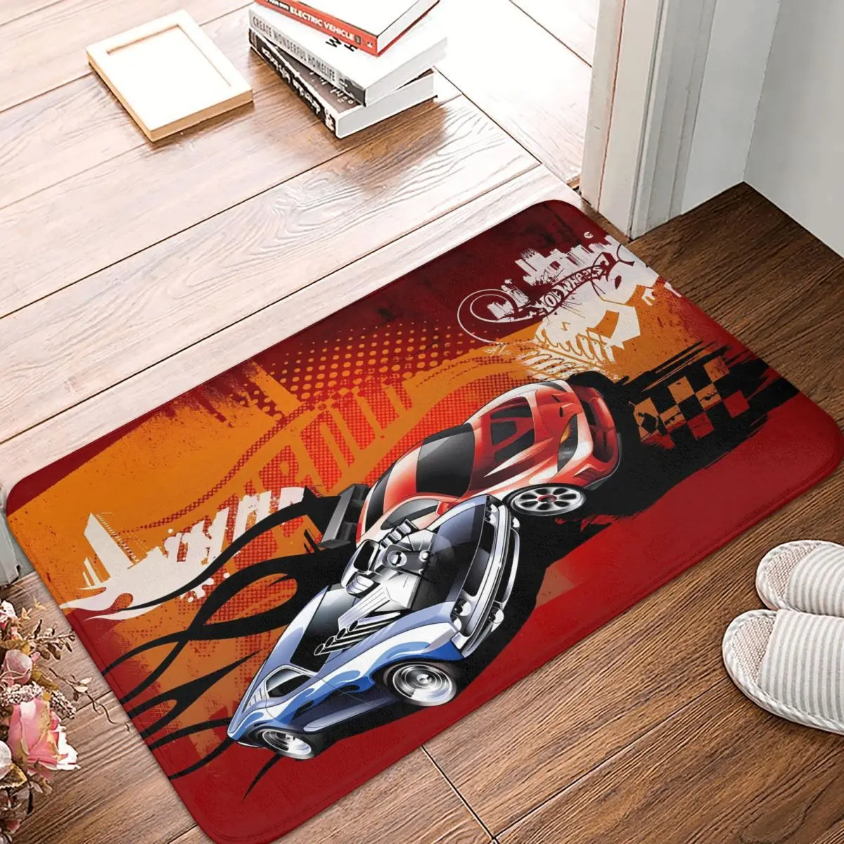 Hot Wheels Welcome Foot Mat for Shower Home Entrance Model Car Bath Mat Quick Dry Bathroom Mats Absorbent Non-slip Toilet Pad