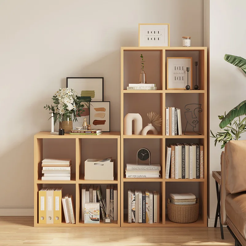 

Bookshelf Solid wood color Free combination Storage shelf Floor to wall r display shelf Living room Home high bookcase