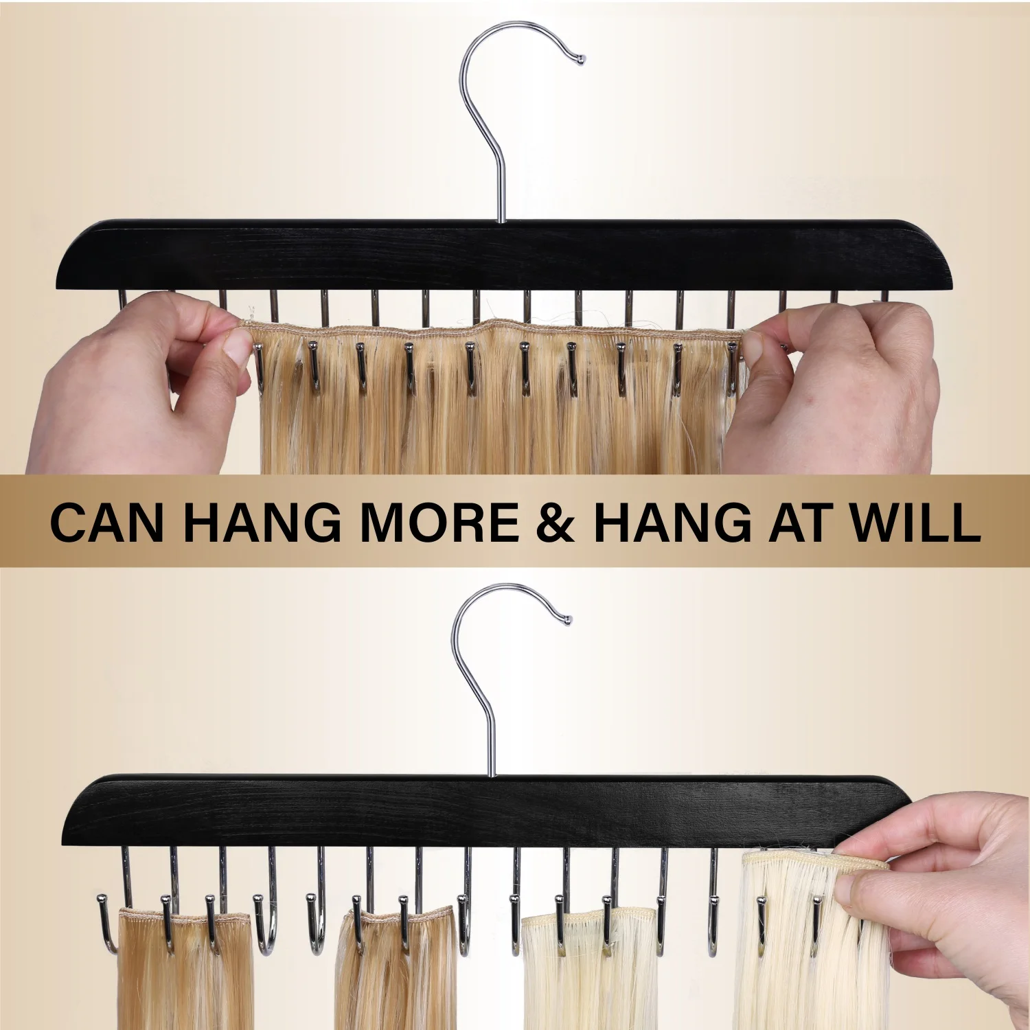 16Hooks Hair Extension Hanger Hair Extension Holder Salon Barber Hair Extension Rack For Hair Storage Washing/Drying/Styling