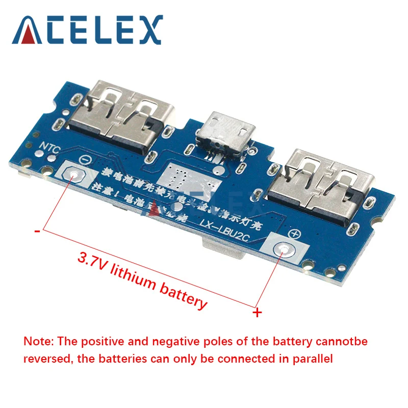 Placa de carga de batería Micro/Tipo C USB 5V 2.4A Dual USB 18650 Boost, accesorios de Banco de energía móvil para teléfono DIY