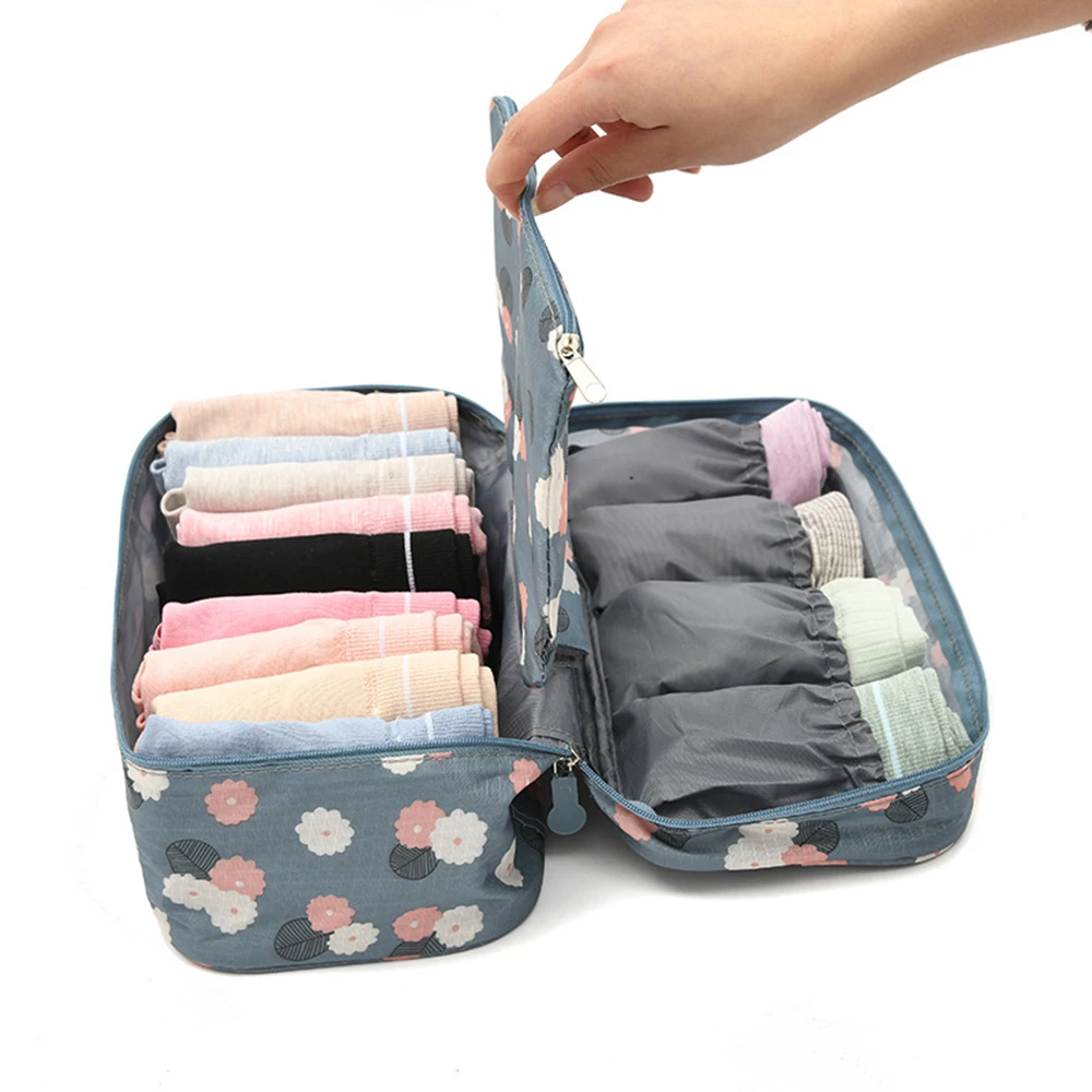 Women Foldable Divider Organizer Bra Box Travel Necessity Folding Cases Necktie Socks Underwear Clothing Lingerie Storage Bag