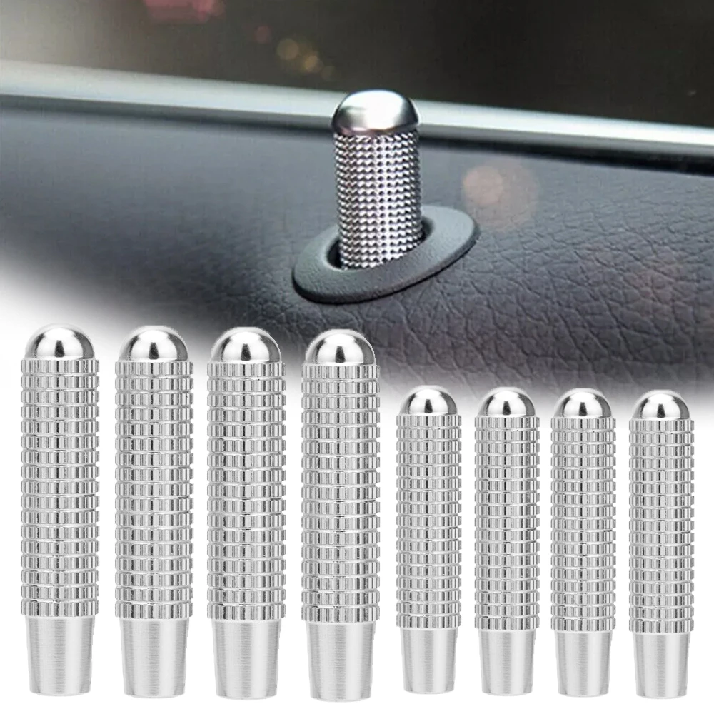 4pcs Car Door Bolt Button Car Door Lock Pin Silver Car Switch Knob Trim Cover Auto Interior Accessories For Mercedes-Benz