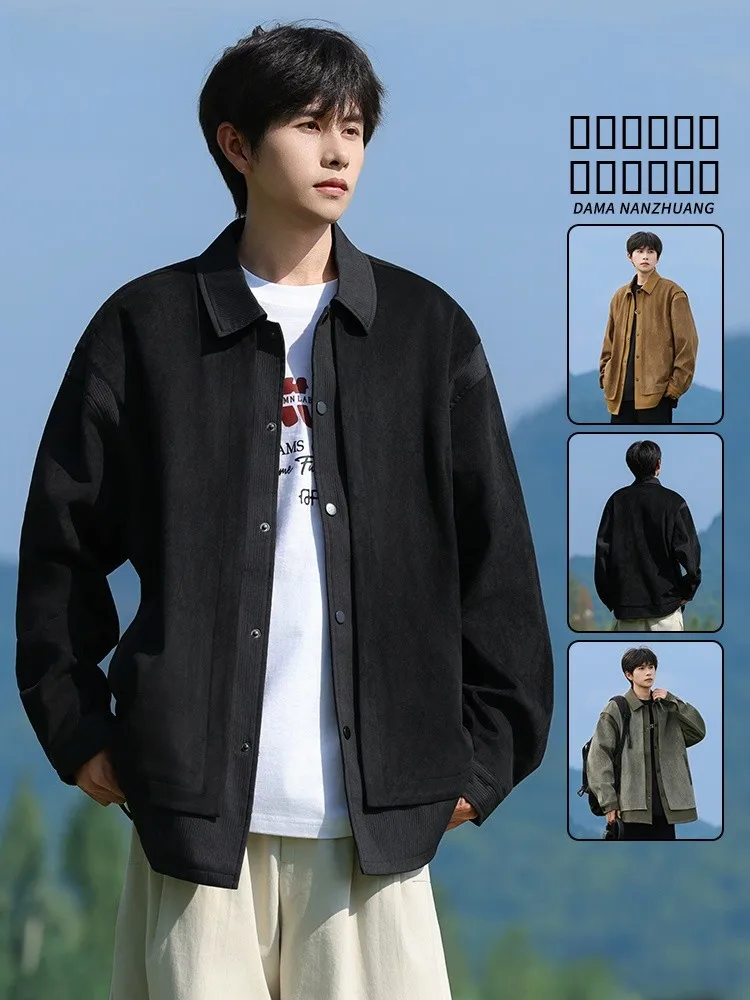 

Мужская повседневная куртка 2025: Новинка, весна-осень, американский ретро-дизайн с пэчворком, большие размеры, для подростков