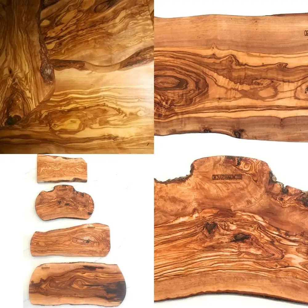 

Medium 16 Olive Wood Charcuterie Board with Bark Edge for Serving, Chopping, and Cheese Platters