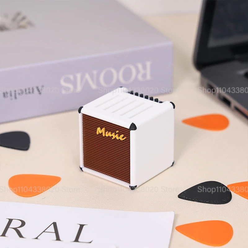 حامل اختيار جيتار محمول مطبوع ثلاثي الأبعاد على شكل مكبر صوت مقاوم للماء حقيبة أعواد جيتار جميلة #3