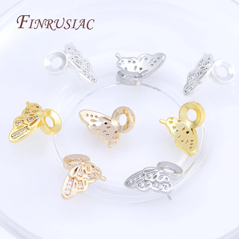 18K Gold Plated Zircon Butterfly Beads For Bracelets Accessories,Metal Separator Beads,Spacer Beads DIY Jewelry Making Supplies image 5