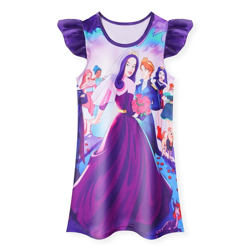 Crianças vestidos para meninas descendentes cosplay roupas de verão princesa vestido de noite macio do bebê dos desenhos animados roupas aniversário