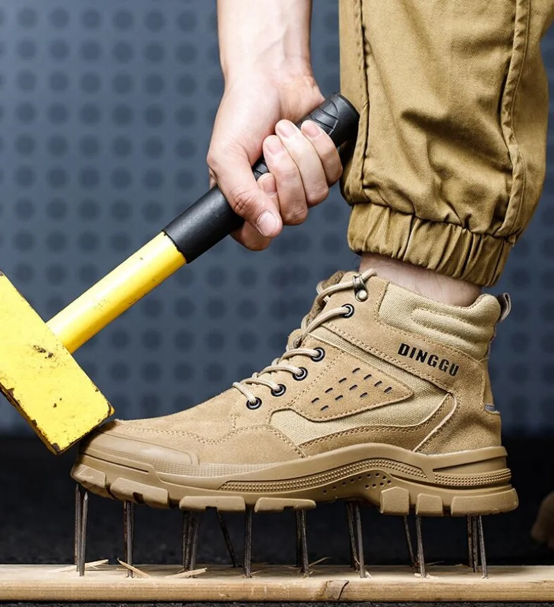 Safety Shoes Men With Steel Toe Cap Anti-smash Men Work Shoes Sneakers Light Puncture-Proof Indestructible Shoes