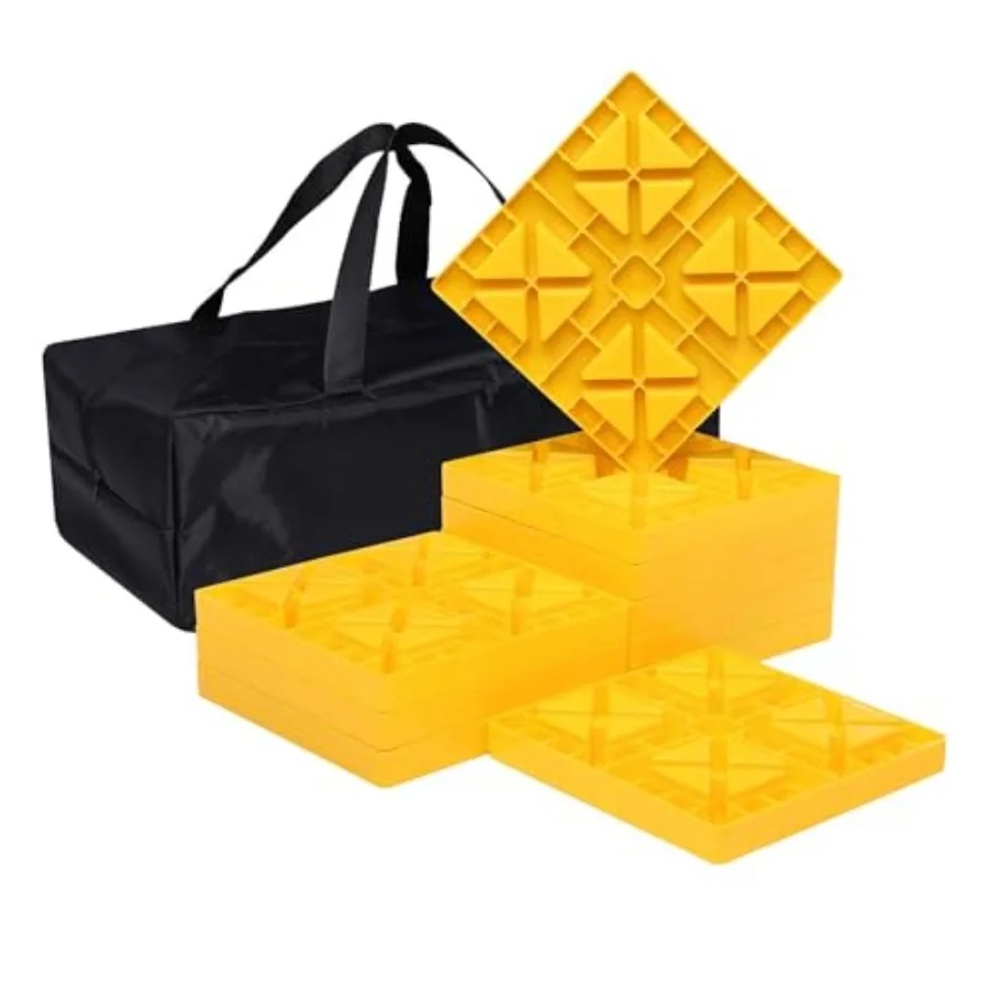 Safety RV Steps and Camper Leveling Blocks for outdoor camping use, made of durable black polypropylene, featuring non-slip tex view 6