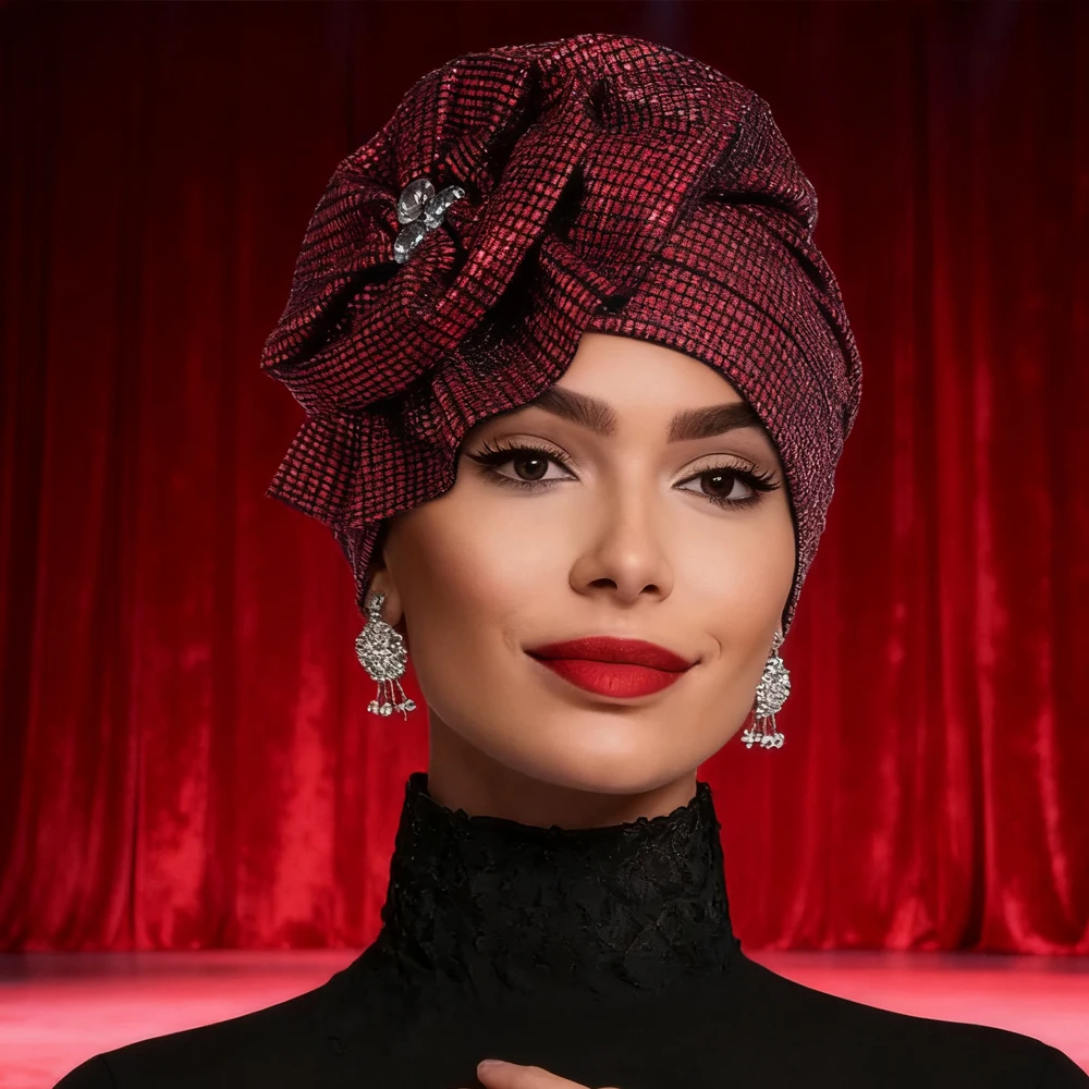 لامع زهرة عمامة قبعة هندية مسلم الحجاب بريق بونيه بيني النساء الكيماوي قبعة فقدان الشعر الحجاب حك Turbante Mujer