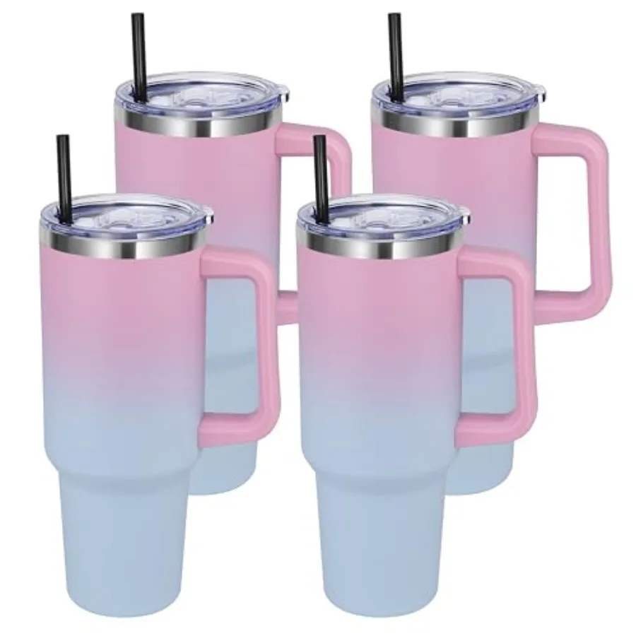 

40 oz Tumbler with Handle and Straw, Stainless Steel Tumbler with Lid and Straw, Reusable Vacuum Insulated Cup, Travel Coffee M