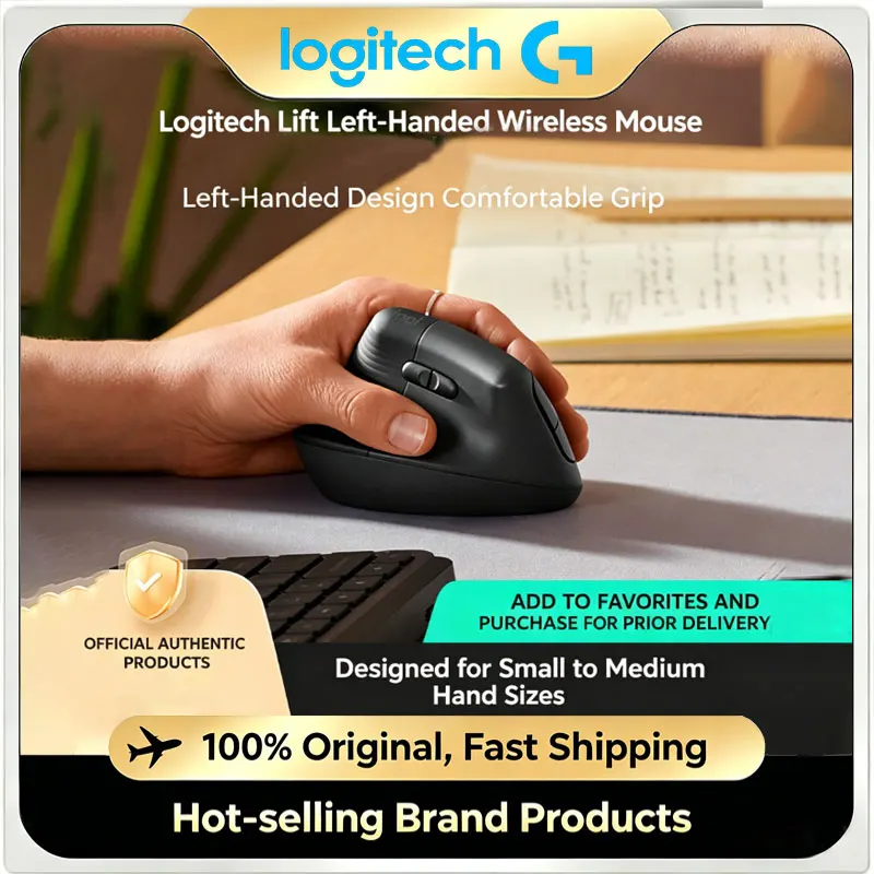 Logitech Lift Left Hand Vertical Ergonomic Wireless Mouse Bluetooth/Logi Bolt Quiet Click For PC Laptop