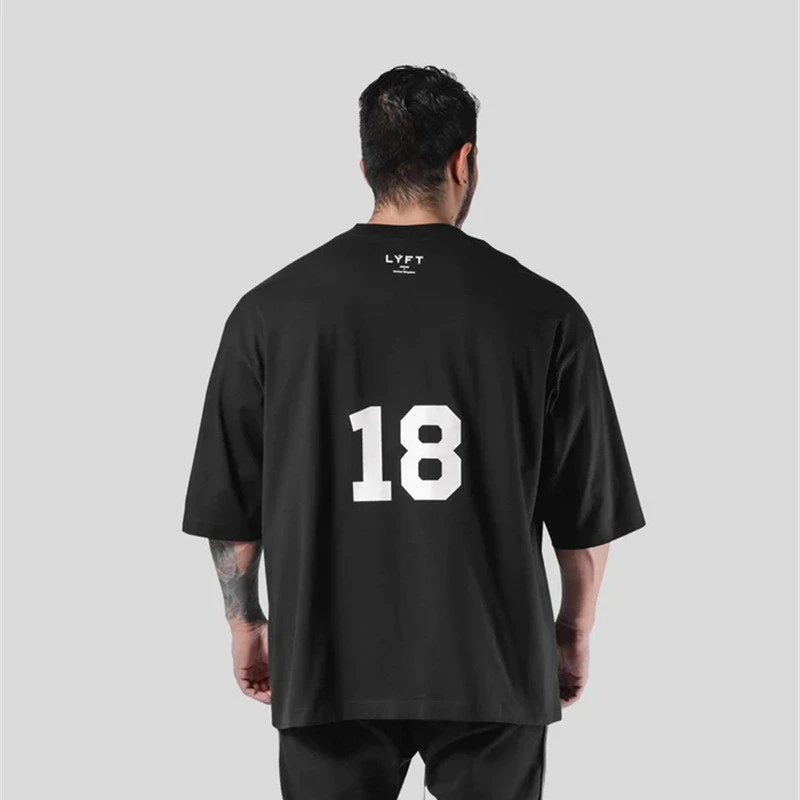 Summer Y2k LYFT Collaboration Plus-size Cotton Short-sleeved T-shirt for Men Half-sleeved Off-the-shoulder Top