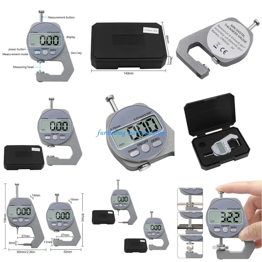 

Y5GD 0-10mm Electronic Thickness Gauge Precise Digital Micrometer Thickness Meter