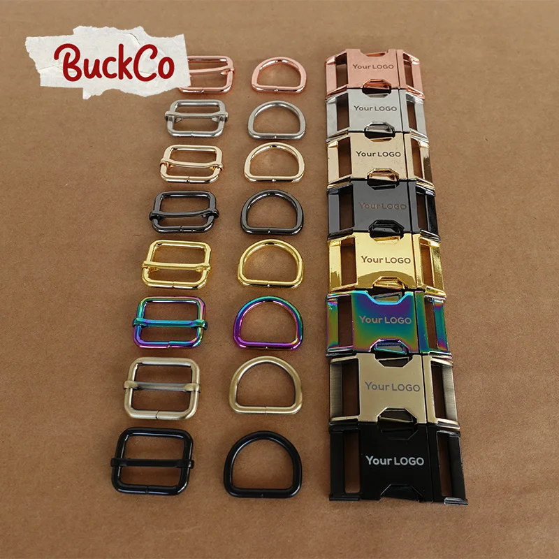 

50pcs/lotEngraved(metal buckle+adjust buckle+D ring)DIY dog collar 25mm webbing sewing accessory quality plated buckle 8 colours