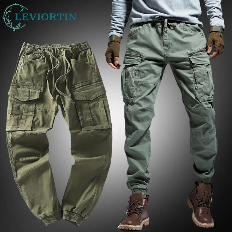 Men's Joggers Cargo Pants with Multi Pockets Military Style Tactical Pants Male Outwear Straight Casual Cotton Trousers For Men