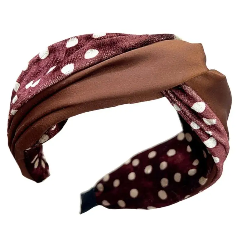 A52E Soft Velvets Hairband With Dots Comfortable Wide Headpiece