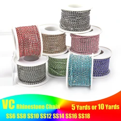 1Yard 10Yards/Roll SS6-SS18 Crystal Rhinestone Chain Sew-On Glue-On rhinestones Trim Cup Chain For clothes DIY chain Accessories