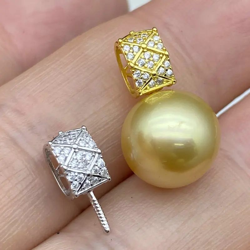 

Подвеска из стерлингового серебра S925 с жемчугом, держатель для бусин, узор «сосна», круглая подвеска, квадратная подвеска, прочное серебро, новинка