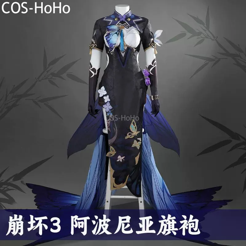 COS-HoHo Honkai Impact 3rd Aponia Ancient Style Cheongsam Game Suit Gorgeous Dress Cosplay Costume Halloween Party Outfit Women