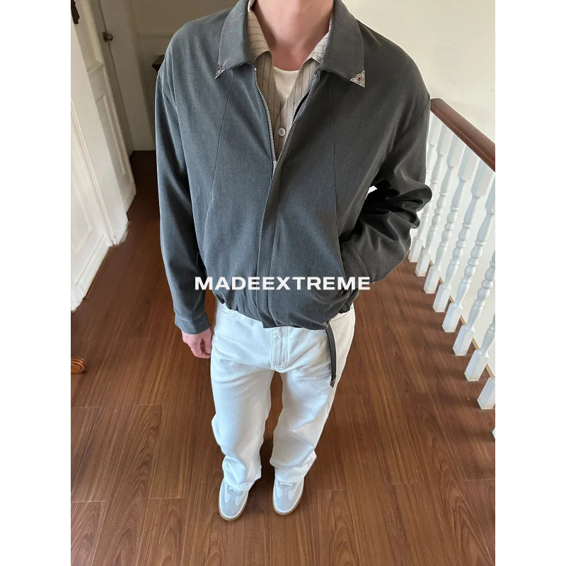 

EME Quiet Luxury Solid Color Old Money Style Jacket Retro Zipper Cardigan 25 Autumn Winter Short Wide Coat Top Unisex Vibe