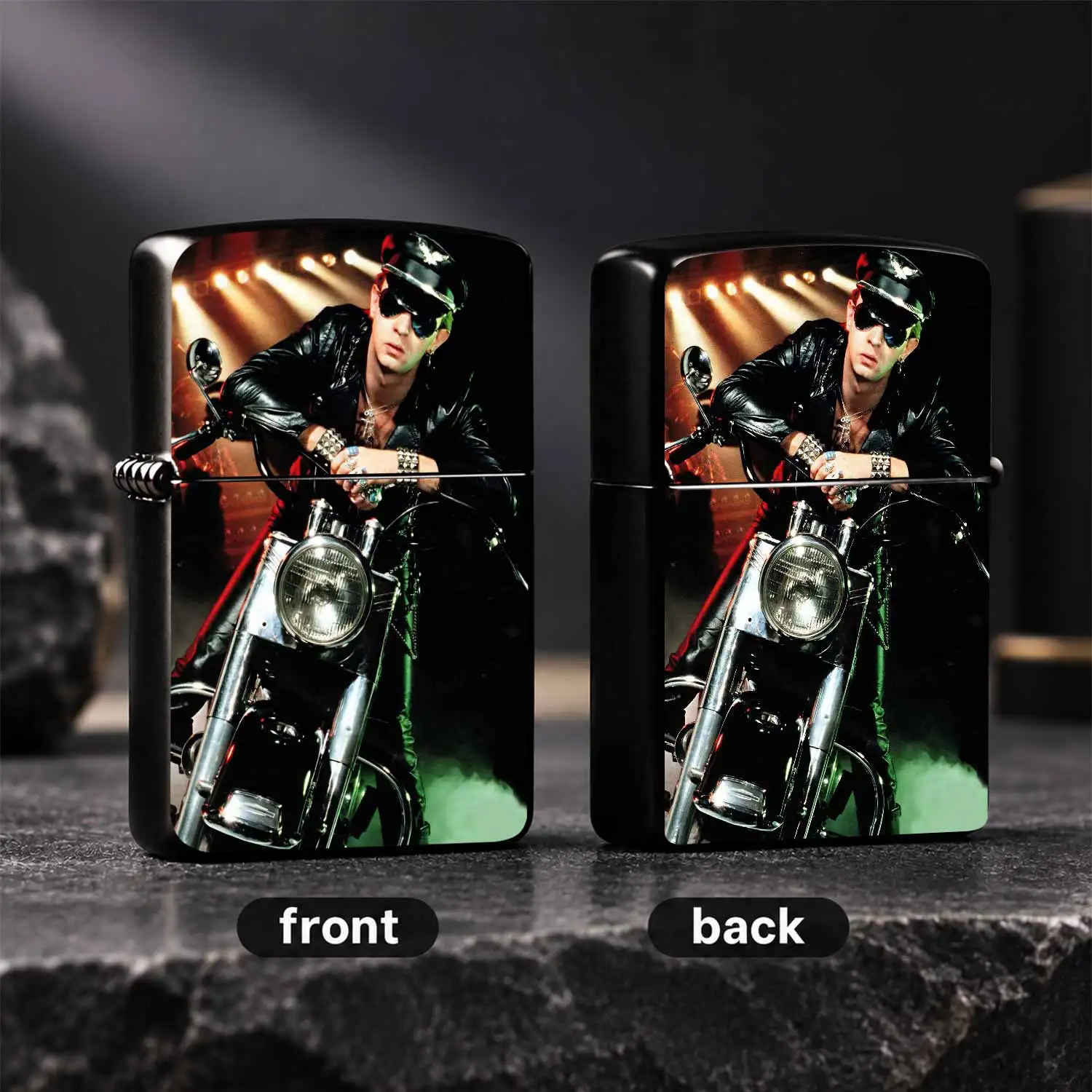 Vintage Rock Locomotive Themed Portrait Printed Lighter, Stage Style Trendy Art Print Portable Daily Item, Fits Travel Outdoor Various Scenarios, Ideal Cool Present for RockFans, Collectible Stylish Daily Carry Accessory Humorous and intere