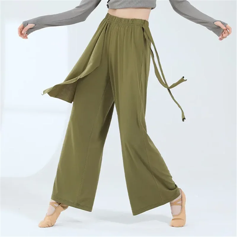 

Dancing Pants Flowy Skirt Lyrical Culotte Modern Dancer Palazzo Women Body Rhyme Long Trouser Practice Clothes Thin Wide Leg