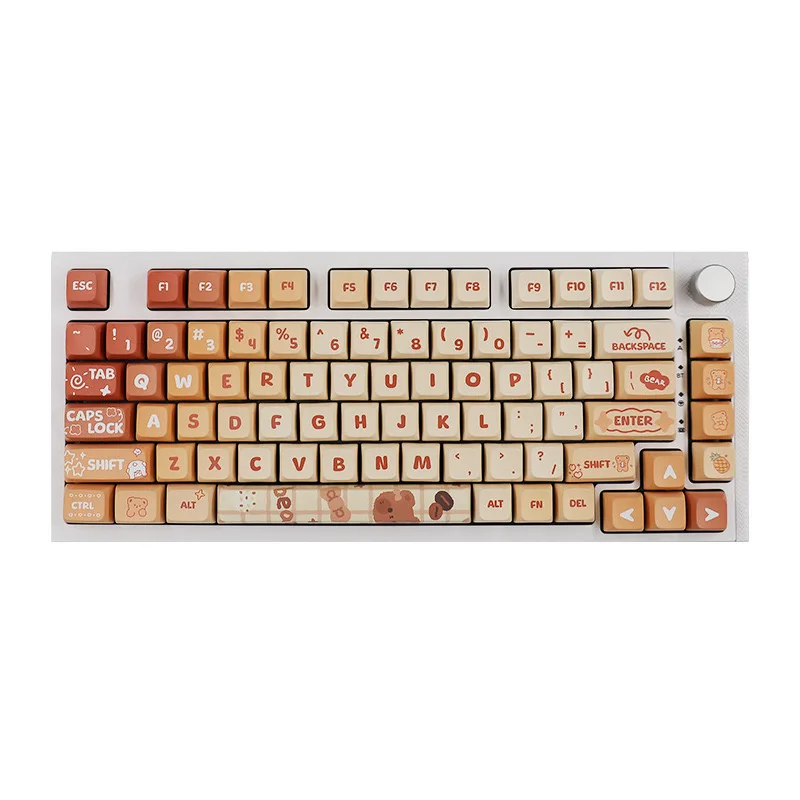 Capuchons de touches XDA pour clavier mécanique de jeu ISO, VGN99, VGN75, PBT, sublimation de colorant, marron mignon, capuchons de touches personnalisés, bricolage, 133 prédire