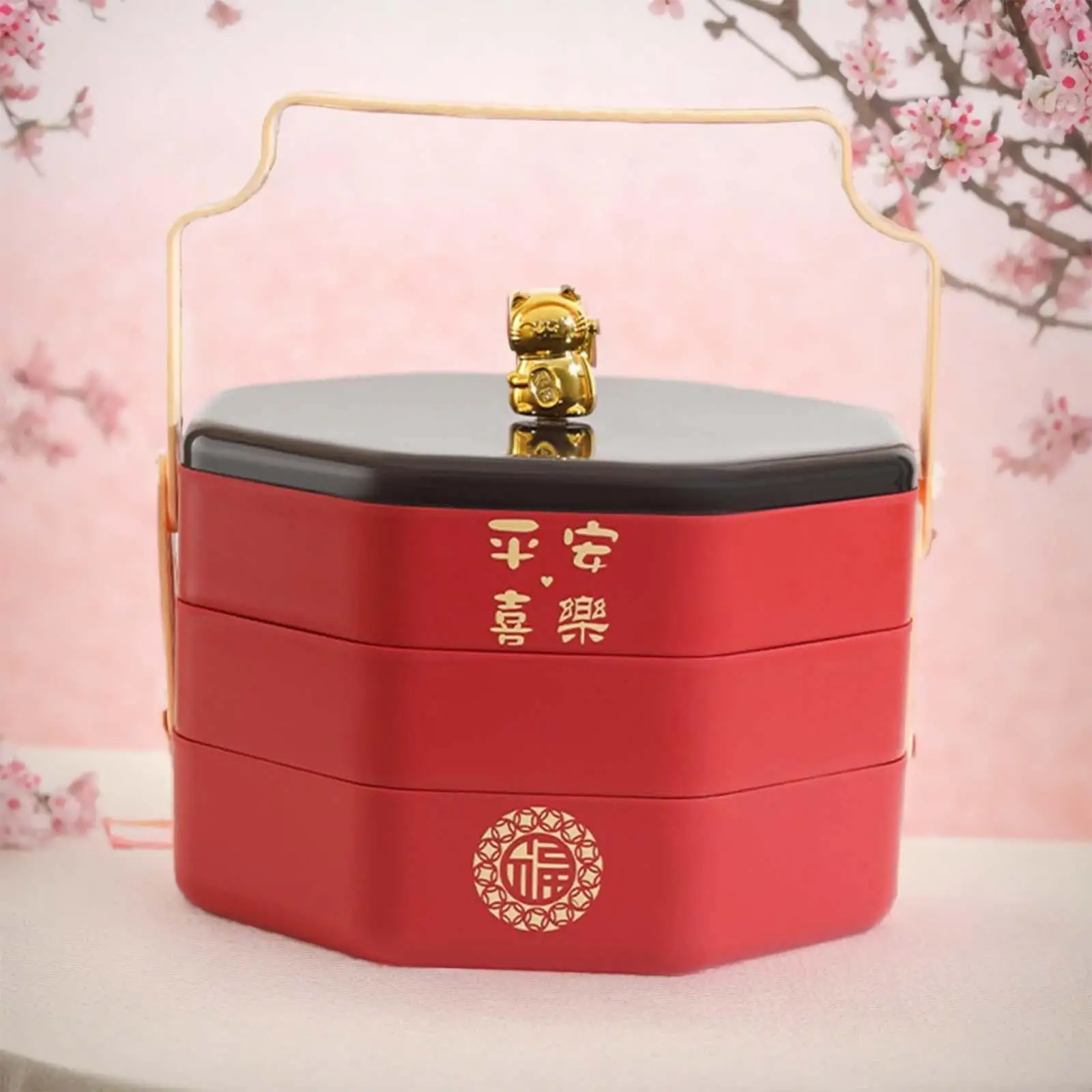 Portable Divided Serving Tray with Lid Table Decoration Space Saving Chinese New Year for Entertaining, Picnic Multipurpose