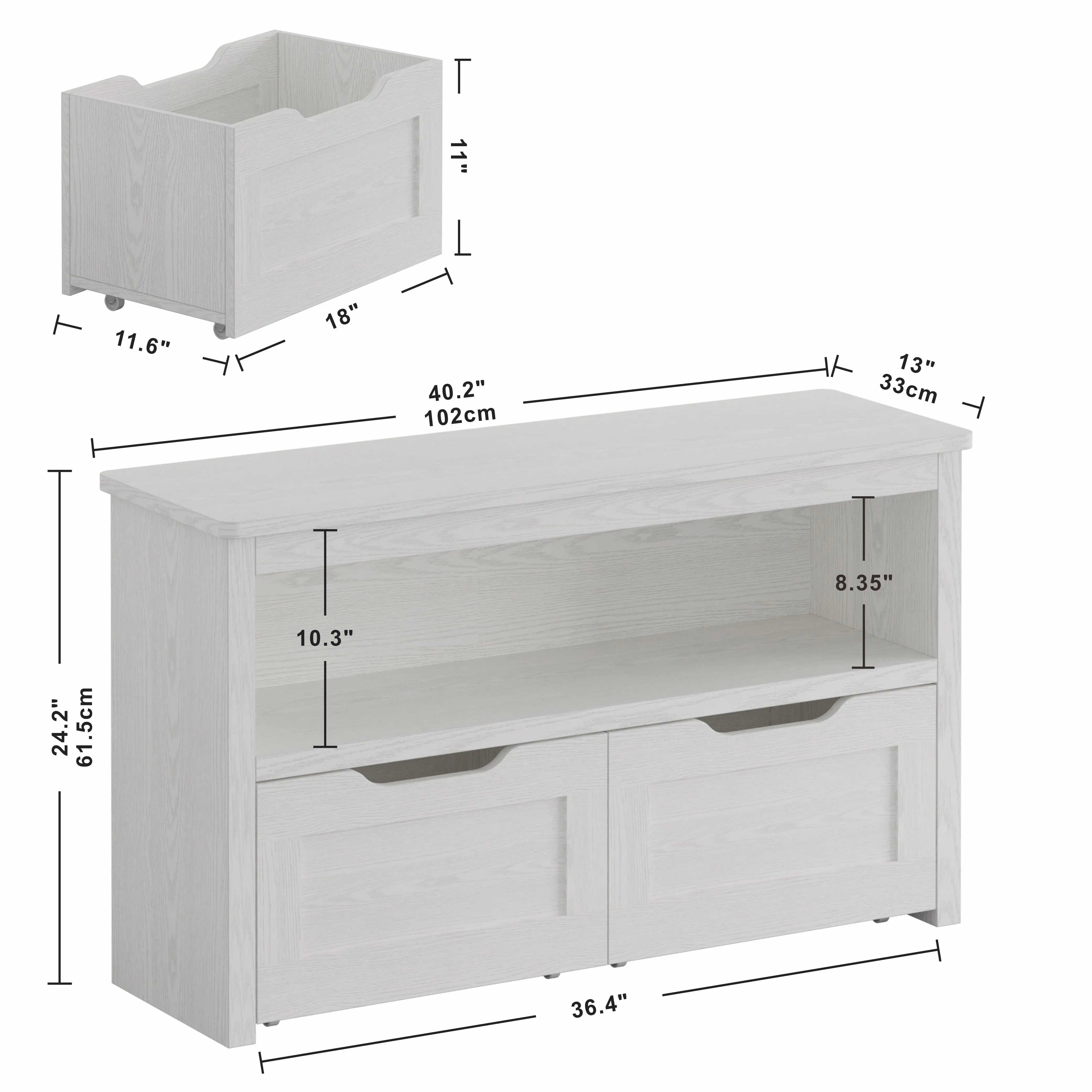 IRONCK Toy Storage Organizer for Boys and Girls, with Drawers, Wheels and Open Shelf for Nursery, Playroom, and Bedroom, White