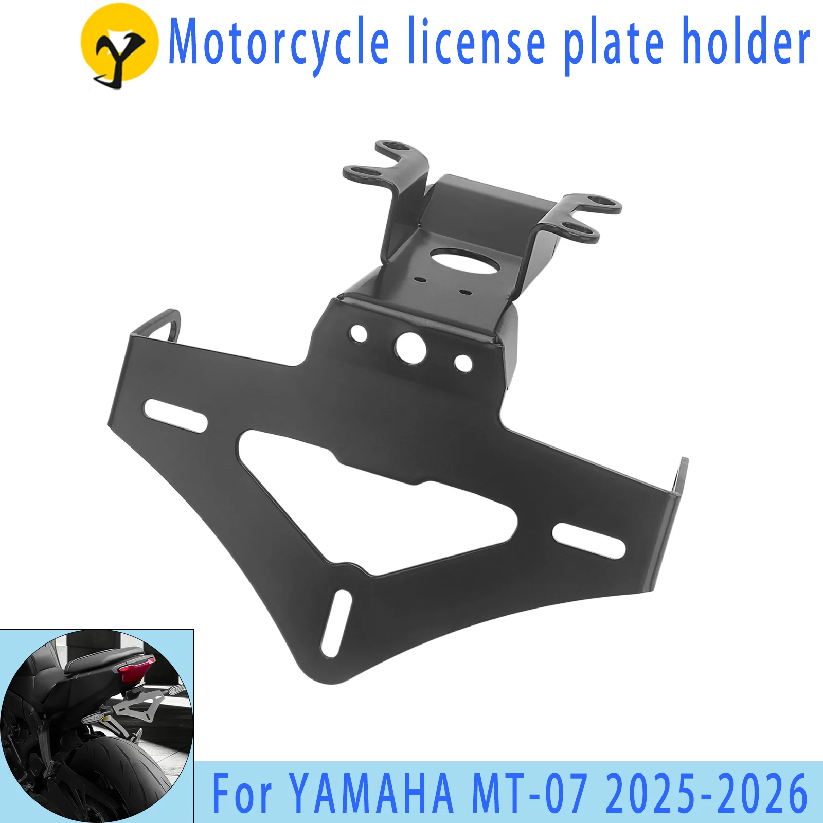 

For Yamaha MT-07 2025-2026 Motorcycle Accessory Kit: License Plate Holder, Rear Fender Removal Kit, Rear Frame Clean-Up Bracket