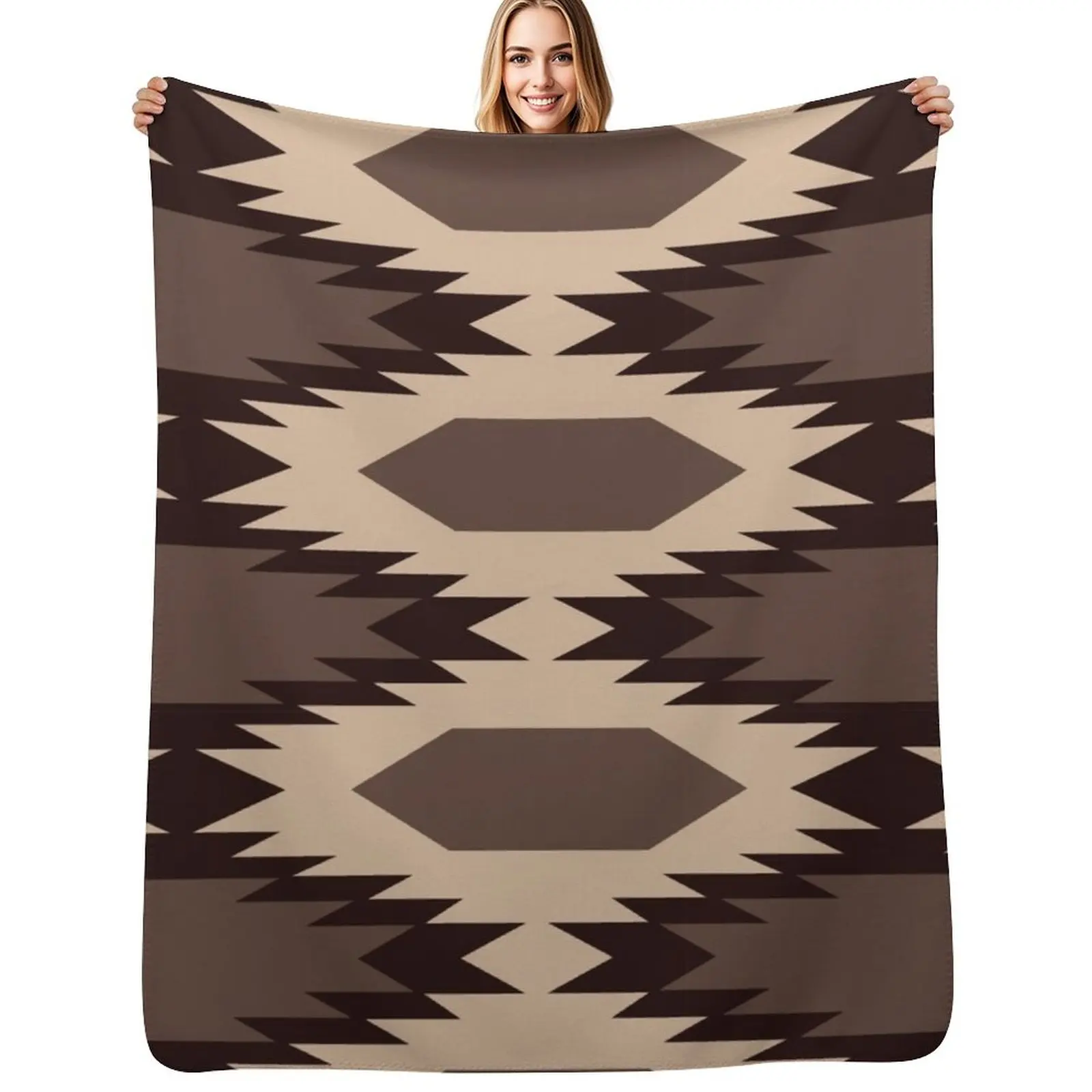 

Navajo Brown Pattern Throw Blanket Easy Care Comfortable Blanket for Couch