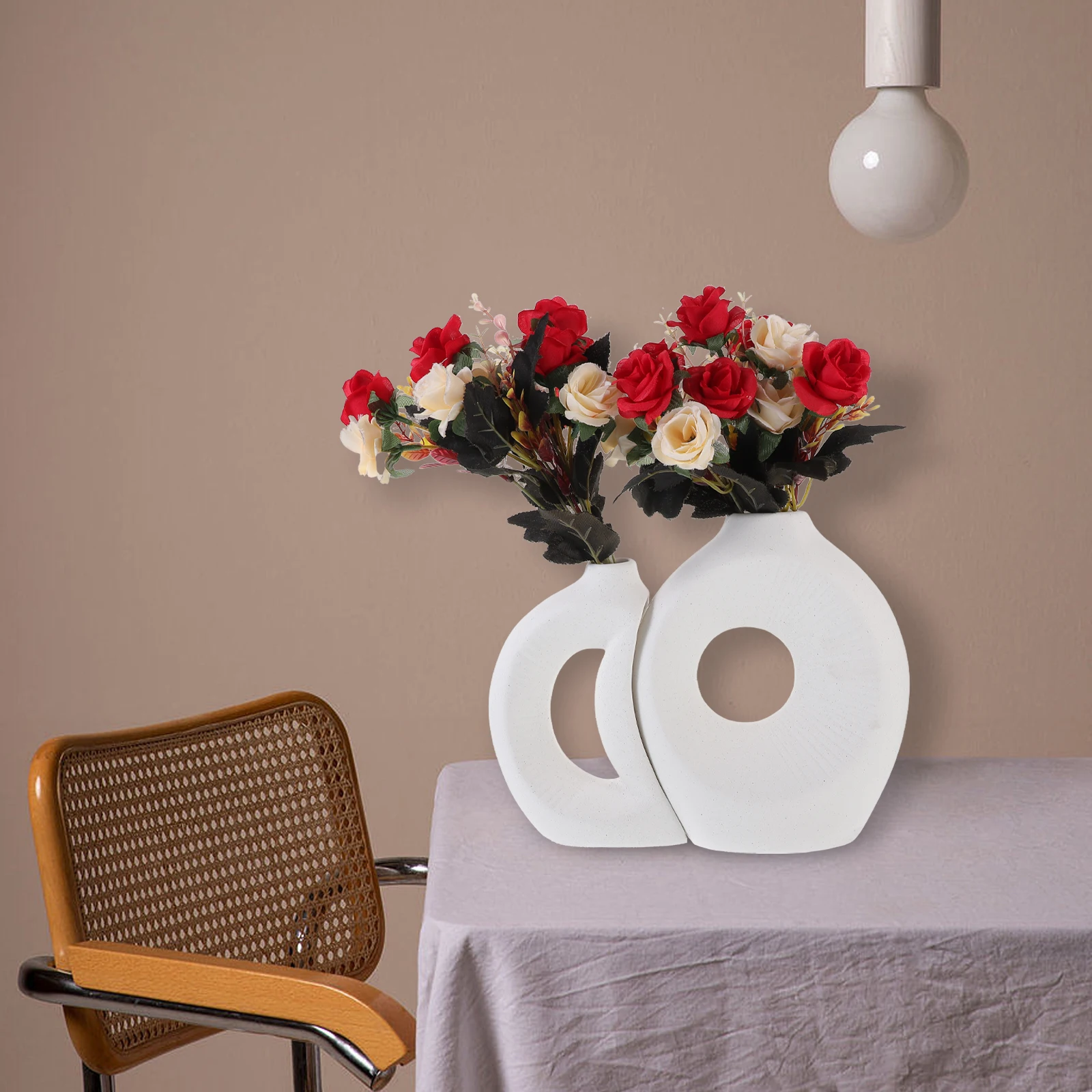 

Ceramic Vase Modern Home Decor Flower Arrangement Pot Elegant Design for Office Table Centerpieces DIY Dried Floral Storage 1Set