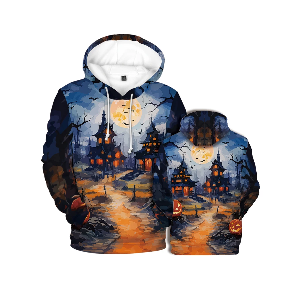 Custom Halloween Hoodies for Men and Women Loose Fit Casual Wear Hooded Long Sleeve Sweaters Personalized Streetwear